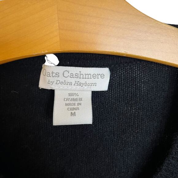 Oats Cashmere by Debra Hayburn Black Cashmere V-Neck Sweater Pullover Size M - Picture 3 of 7